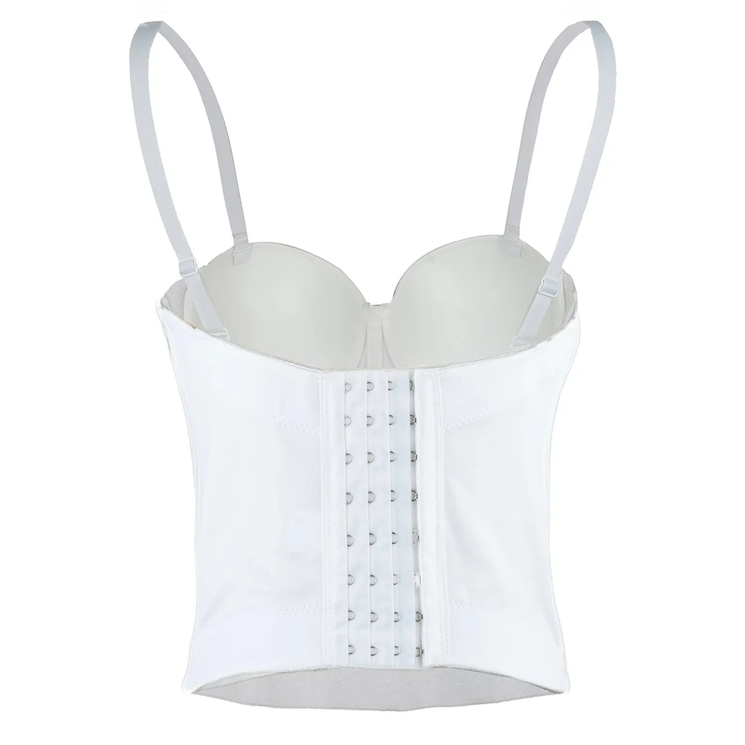 Women's Embroidery Lace Long Bustier Crop Top Corset Tube Bodysuit White