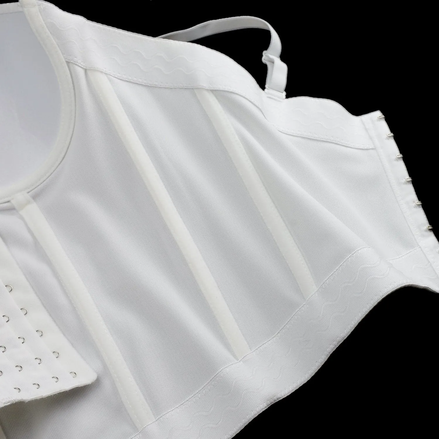 Women's Embroidery Lace Long Bustier Crop Top Corset Tube Bodysuit White
