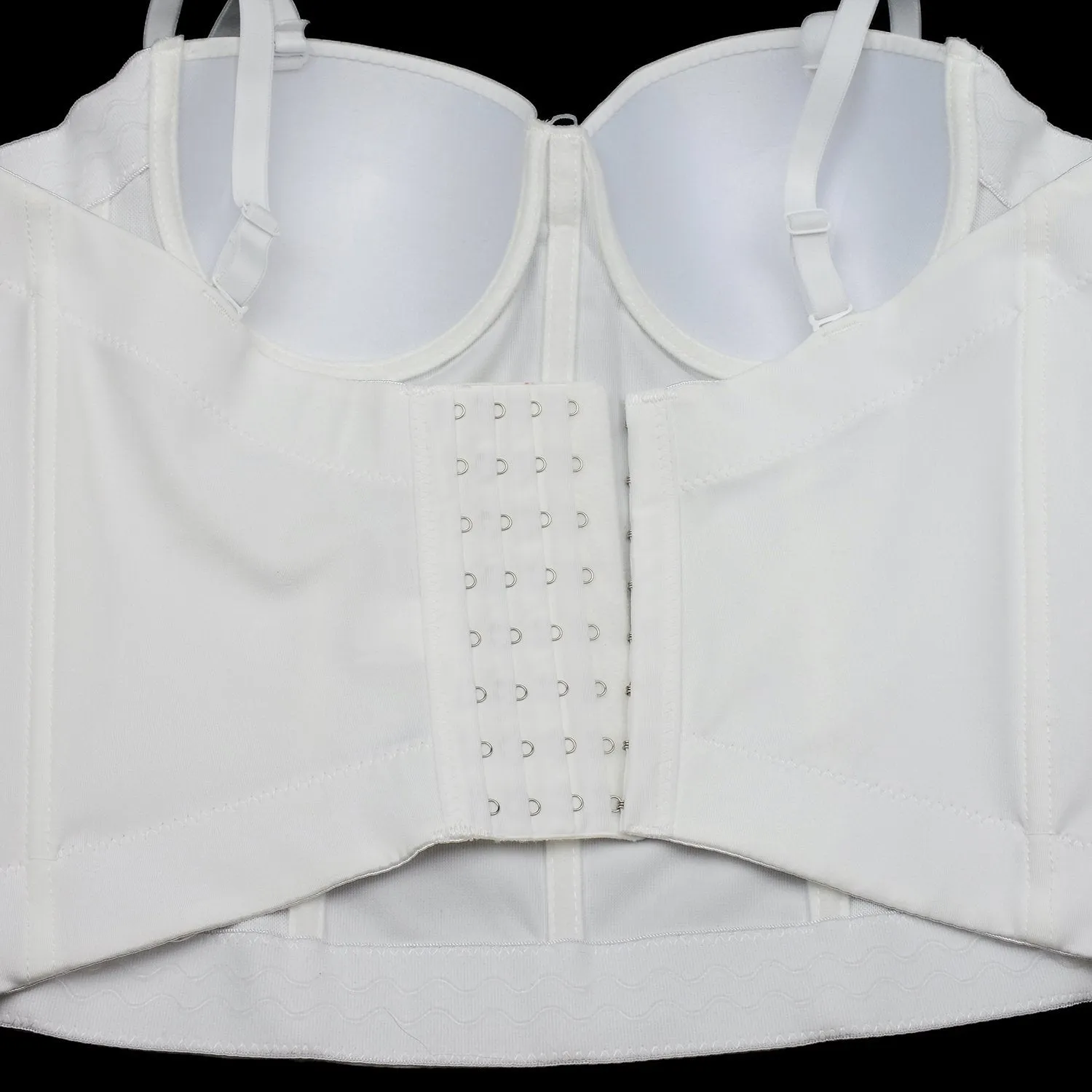 Women's Embroidery Lace Long Bustier Crop Top Corset Tube Bodysuit White