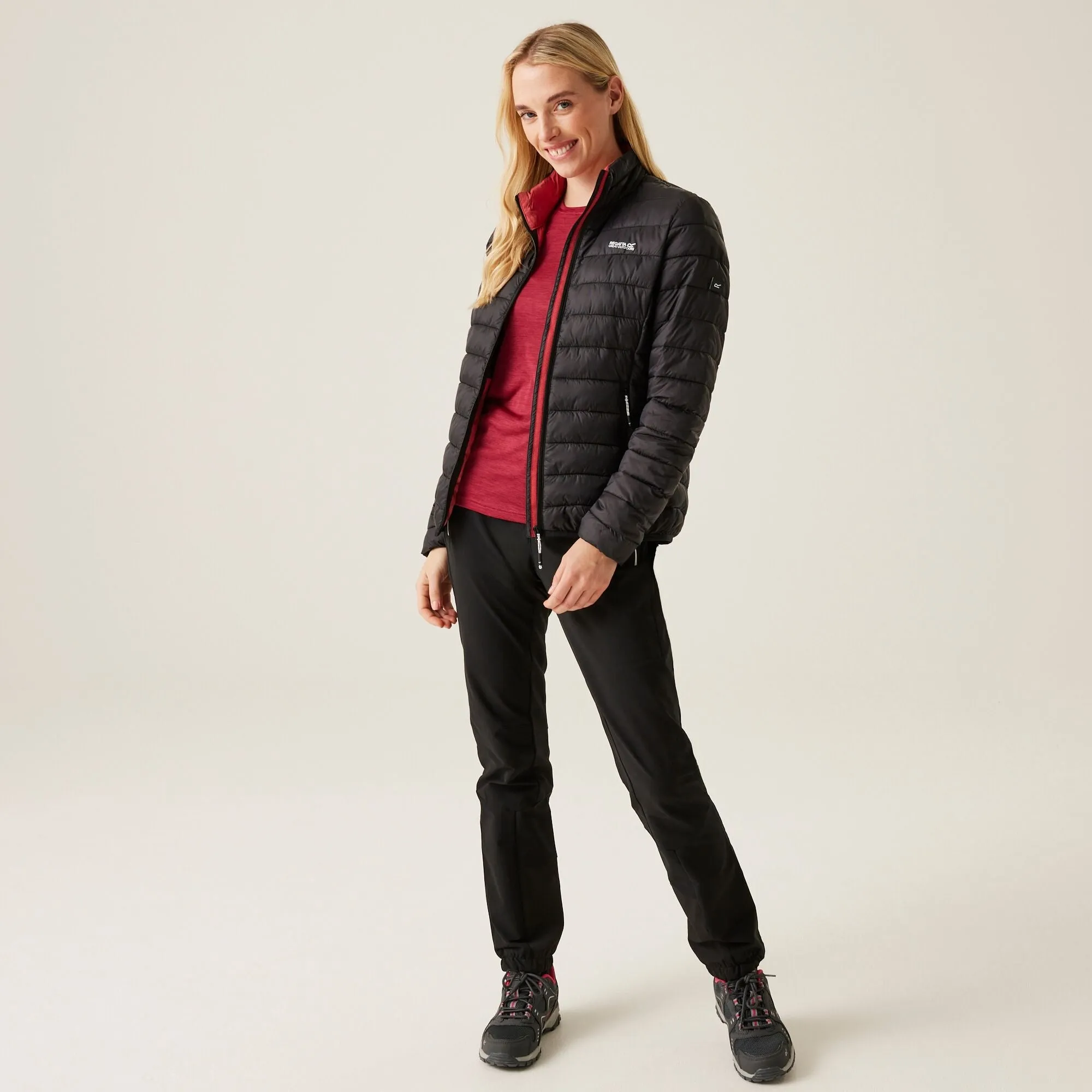 Women's Marizion Quilted Jacket Black Mineral Red