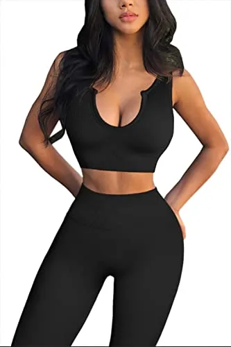 Women's Seamless Workout Bra and Leggings Set