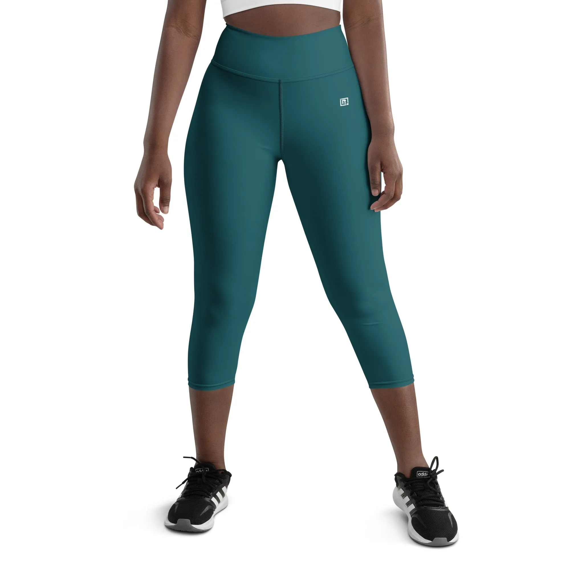 Women's Teal High-Waist Capri Leggings