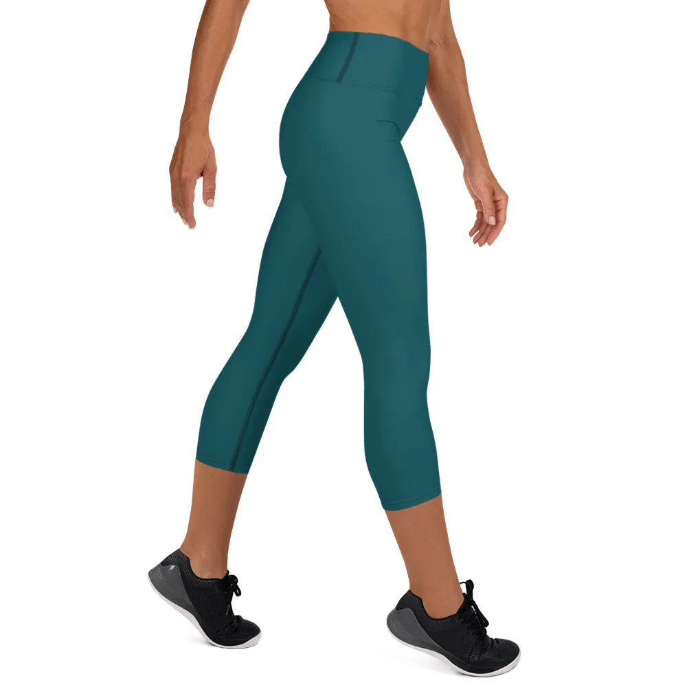 Women's Teal High-Waist Capri Leggings