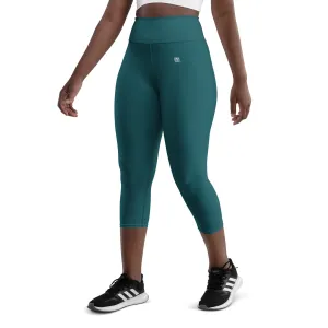 Women's Teal High-Waist Capri Leggings