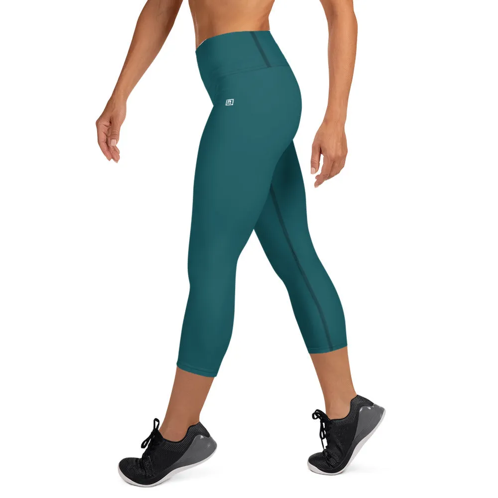 Women's Teal High-Waist Capri Leggings