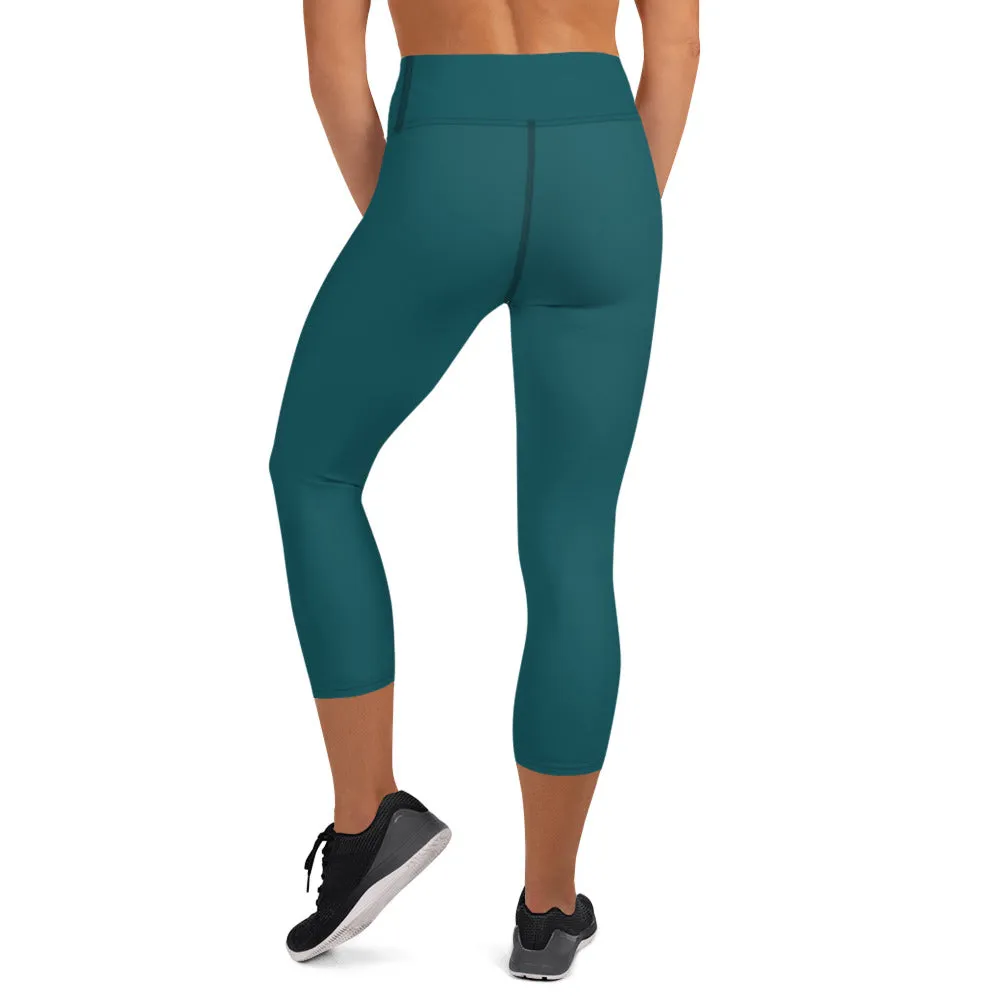 Women's Teal High-Waist Capri Leggings