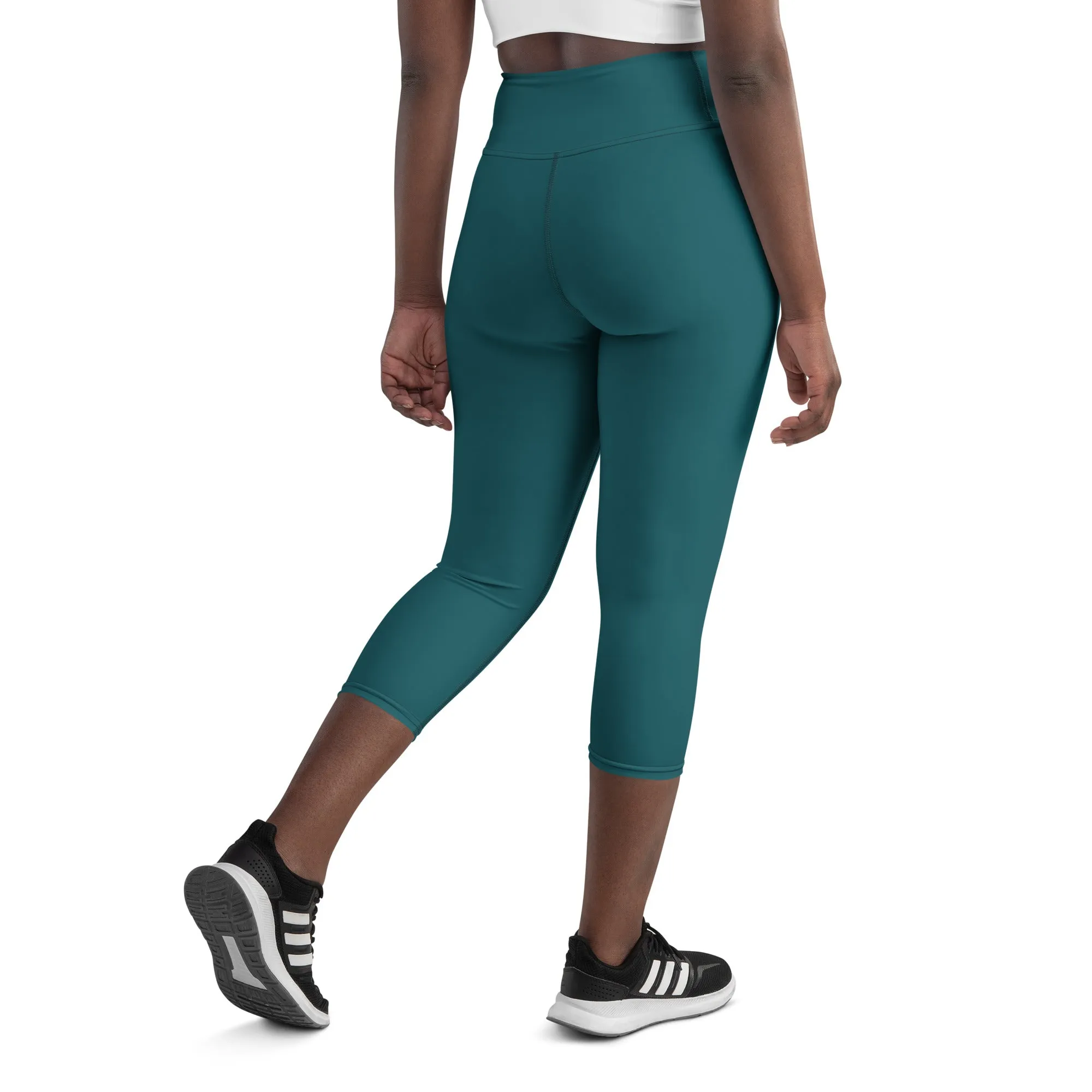 Women's Teal High-Waist Capri Leggings