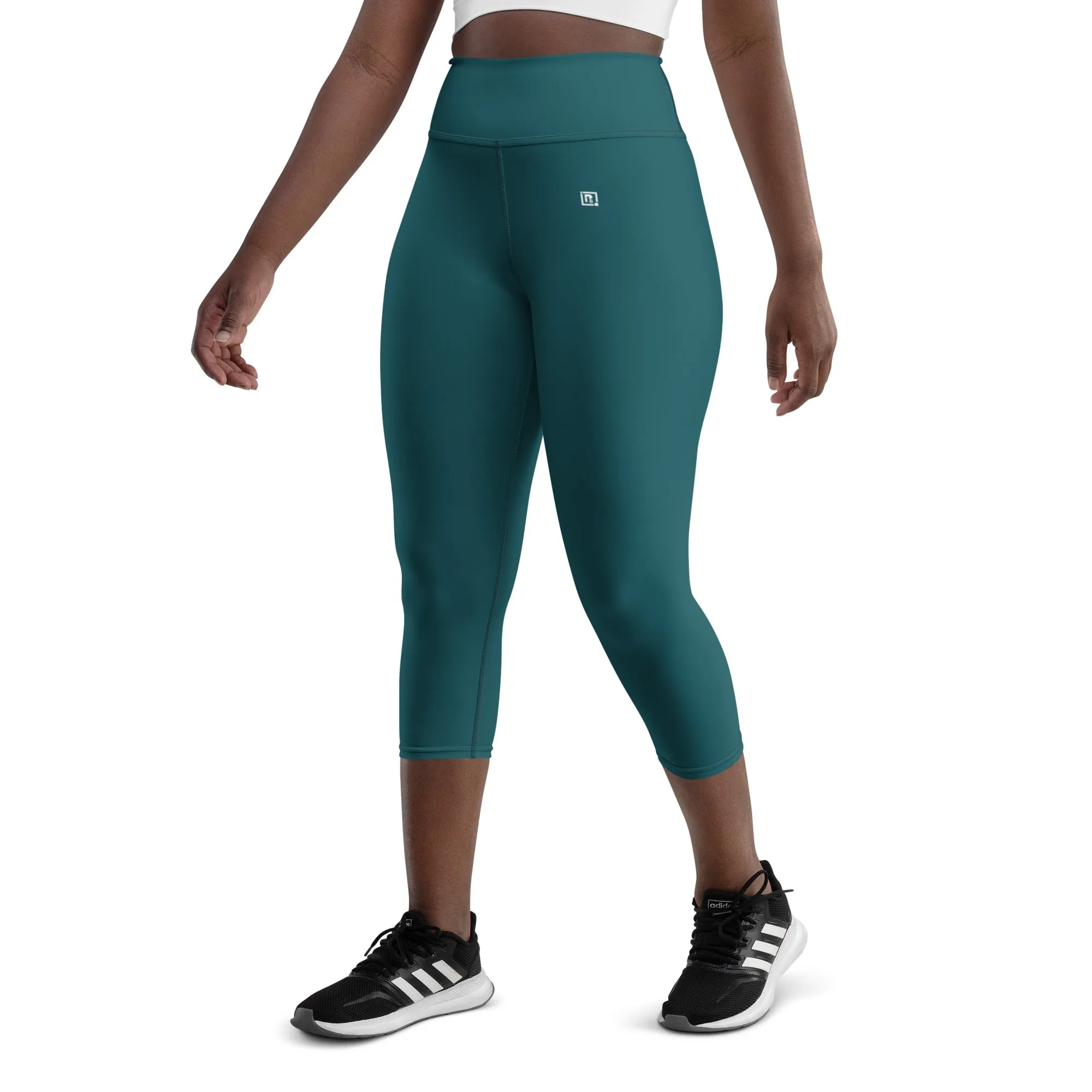 Women's Teal High-Waist Capri Leggings