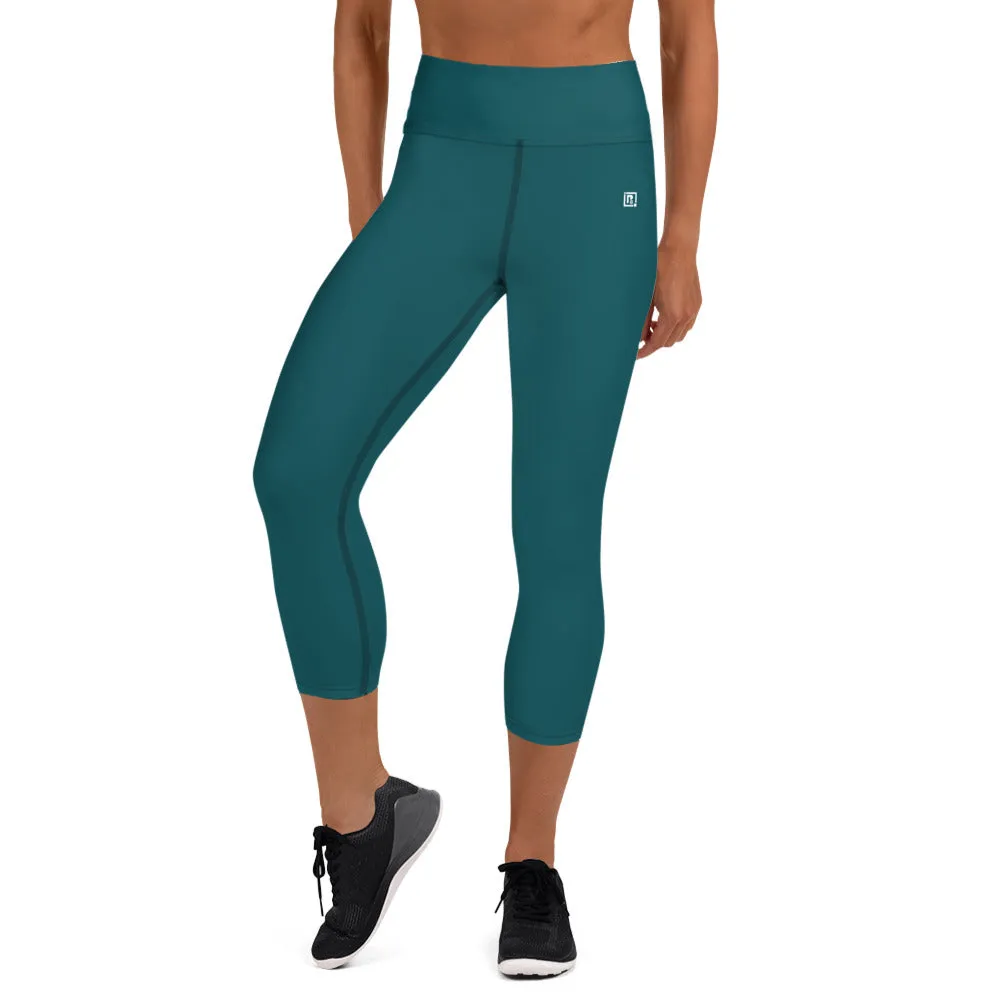 Women's Teal High-Waist Capri Leggings