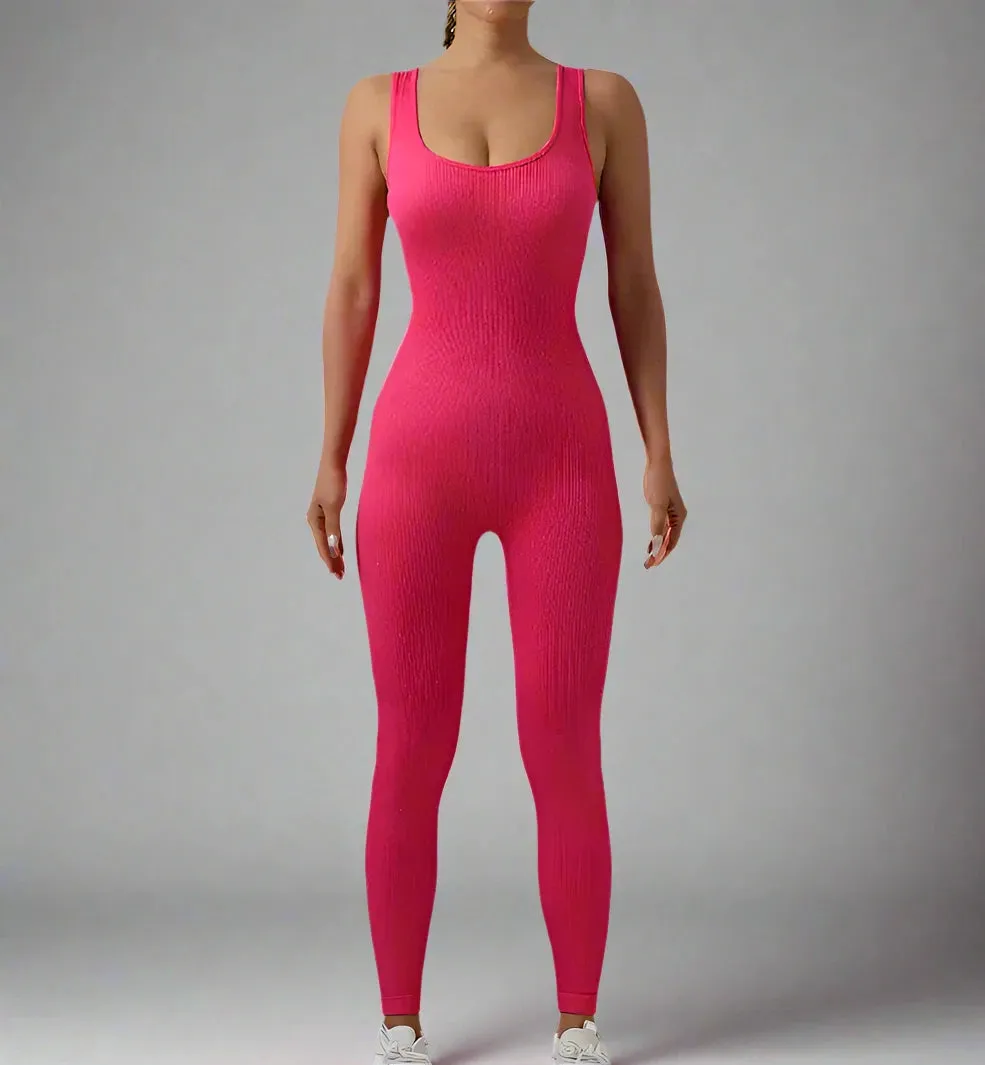 Women's Workout Rompers Full Length One Piece Sleeveless Jumpsuits