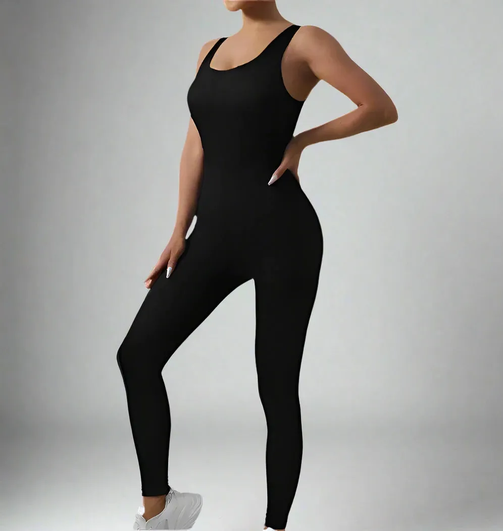 Women's Workout Rompers Full Length One Piece Sleeveless Jumpsuits