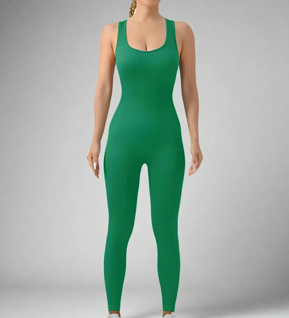 Women's Workout Rompers Full Length One Piece Sleeveless Jumpsuits