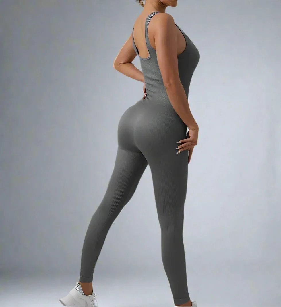 Women's Workout Rompers Full Length One Piece Sleeveless Jumpsuits