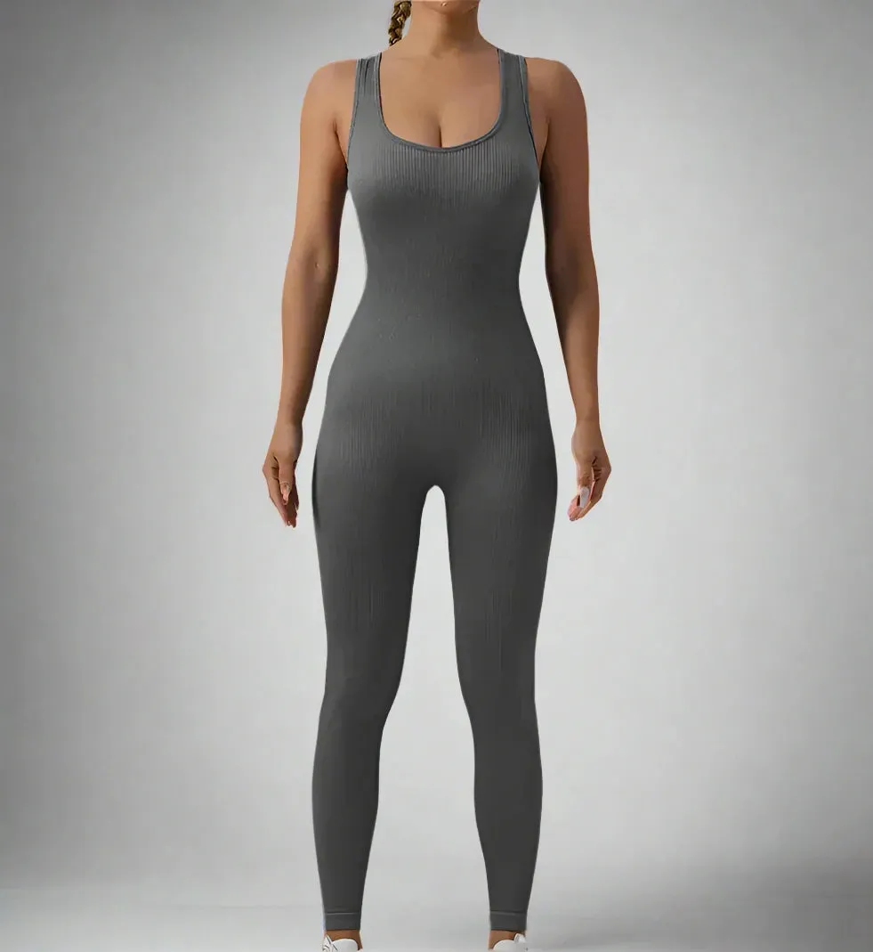 Women's Workout Rompers Full Length One Piece Sleeveless Jumpsuits