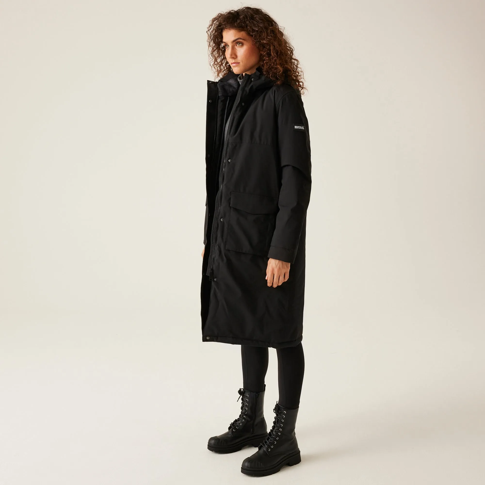 Women's Yarli Waterproof Longline Jacket Black Dark Grey