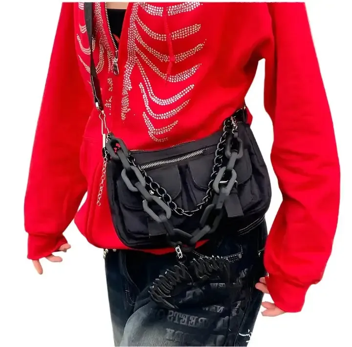 Y2K Rhinestone Skeleton Hoodie