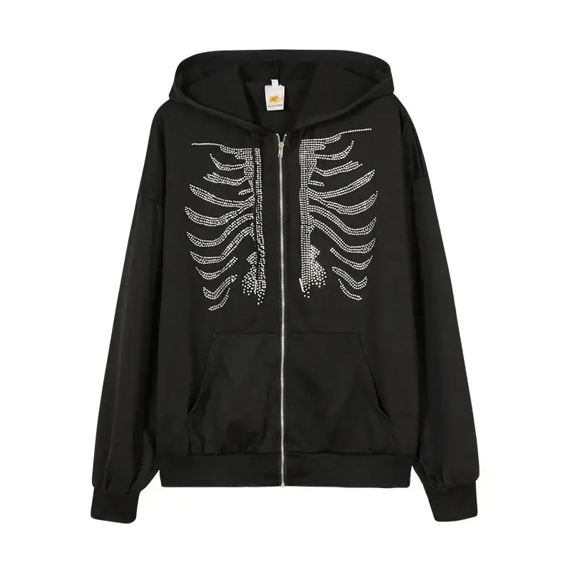 Y2K Rhinestone Skeleton Hoodie