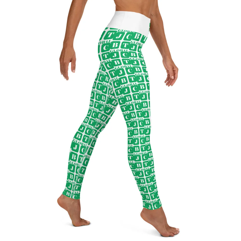 Yoga Leggings "2021-0371 White (Green Logo)"