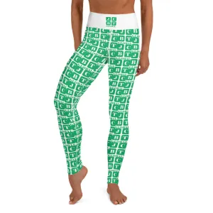 Yoga Leggings "2021-0371 White (Green Logo)"