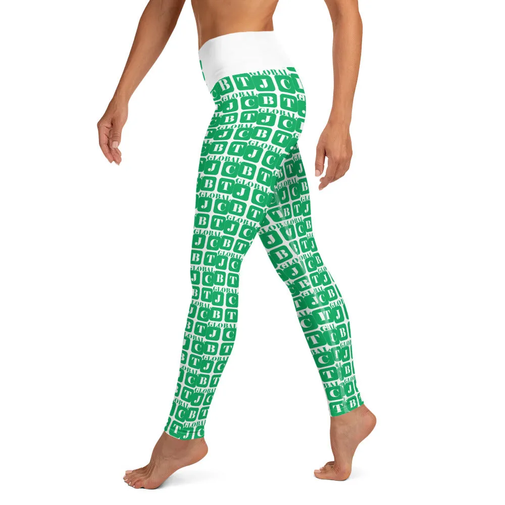 Yoga Leggings "2021-0371 White (Green Logo)"