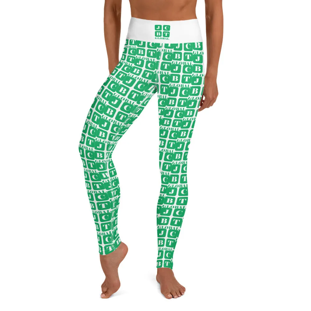 Yoga Leggings "2021-0371 White (Green Logo)"