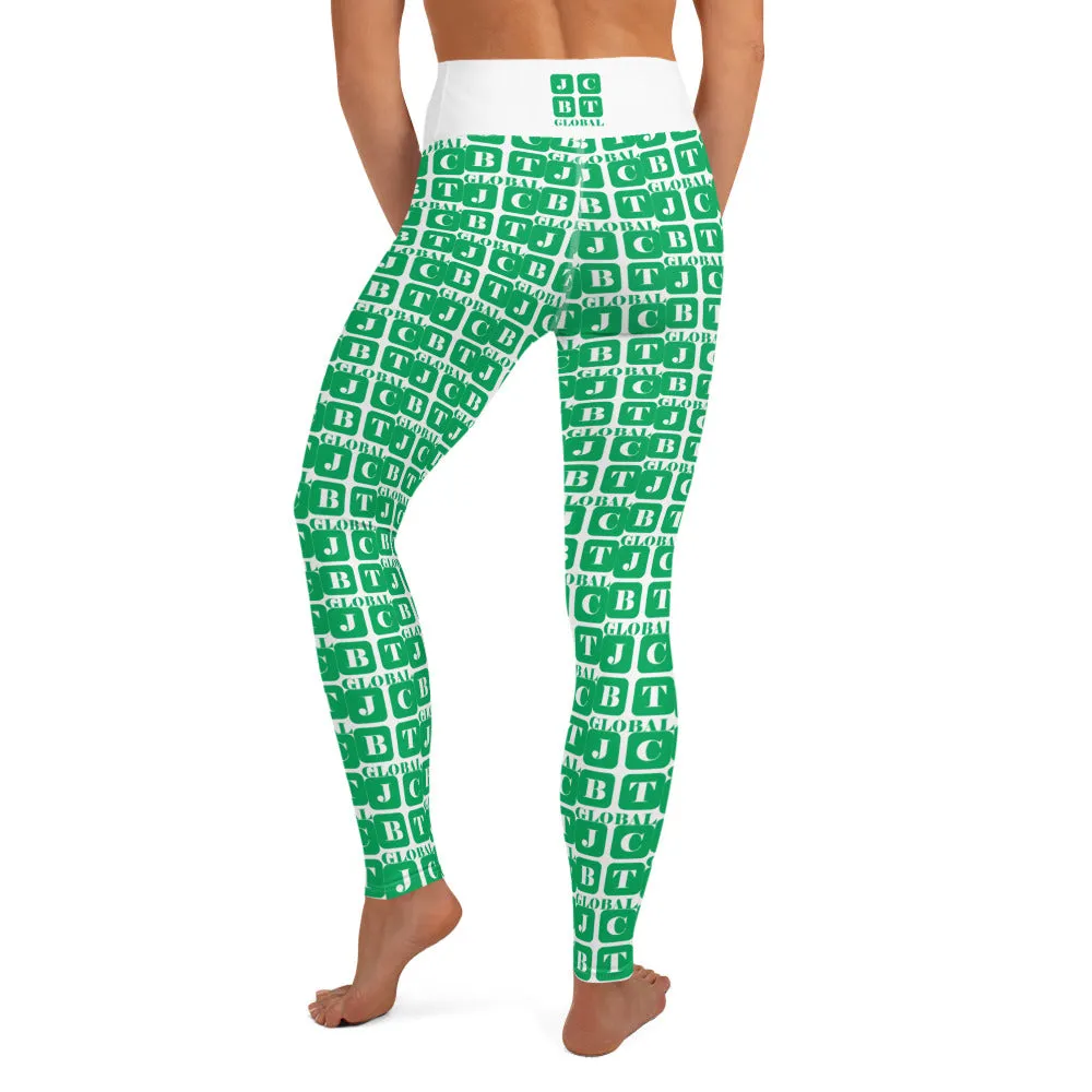 Yoga Leggings "2021-0371 White (Green Logo)"
