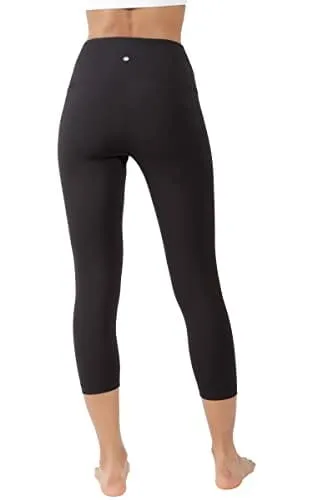 Yogalicious High Waist Ultra Soft Lightweight Capris - High Rise Yoga Pants - Black Lux