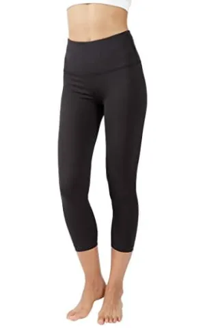 Yogalicious High Waist Ultra Soft Lightweight Capris - High Rise Yoga Pants - Black Lux