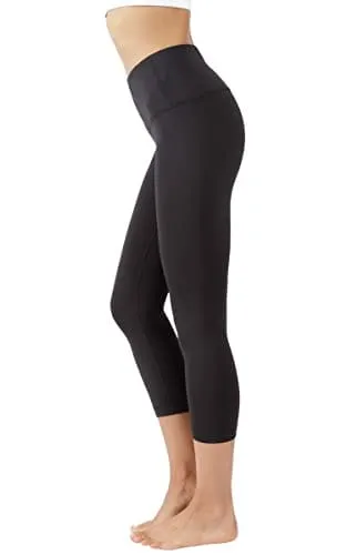 Yogalicious High Waist Ultra Soft Lightweight Capris - High Rise Yoga Pants - Black Lux