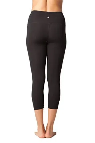 Yogalicious High Waist Ultra Soft Lightweight Capris -  High Rise Yoga Pants - Black Nude Tech