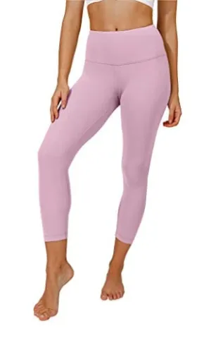 Yogalicious High Waist Ultra Soft Lightweight Capris - High Rise Yoga Pants - Purple Luster Nude Tech - XS